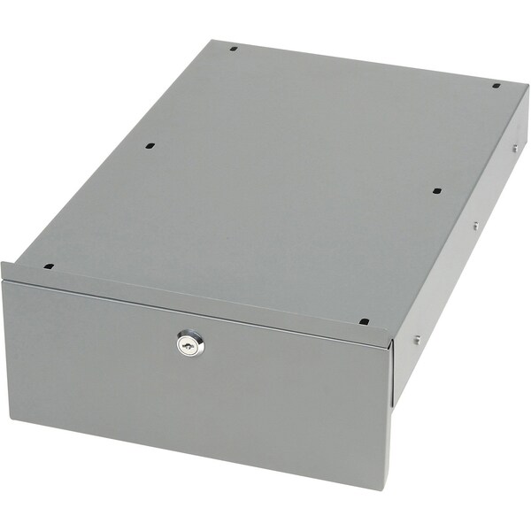 Global Industrial Locking Steel Drawer with Divider for Plastic or Steel Carts, 10-3/4W x 18D x 4-1/2H 606797GY - main